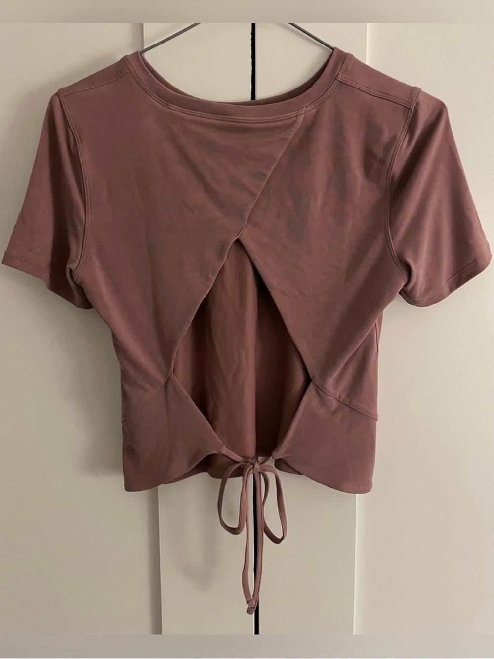 Lululemon Open Tie-Back Short Sleeve Size 6 Spiced Chai - Picture 3 of 6
